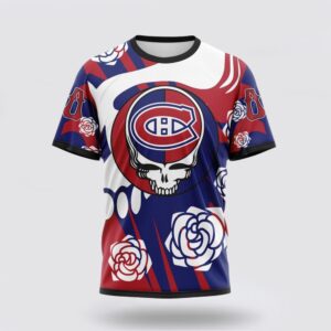 Personalized NHL Montreal Canadiens 3D T Shirt Special Grateful Dead Gathering Flowers Design T Shirt 1