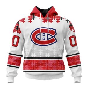 Personalized NHL Montreal Canadiens All Over Print Hoodie Special Autism Awareness Design With Home Jersey Style Hoodie 1