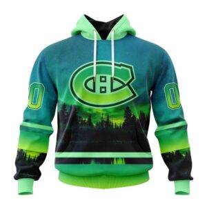 Personalized NHL Montreal Canadiens All Over Print Hoodie Special Design With Northern Light Full Printed Hoodie 1