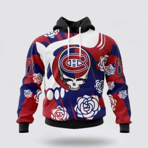 Personalized NHL Montreal Canadiens All Over Print Hoodie Special Grateful Dead Gathering Flowers Design Hoodie 1