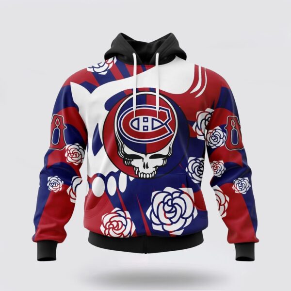 Personalized NHL Montreal Canadiens All Over Print Hoodie Special Grateful Dead Gathering Flowers Design Hoodie