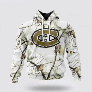 Personalized NHL Montreal Canadiens All Over Print Hoodie Special White Winter Hunting Camo Design Hoodie 1