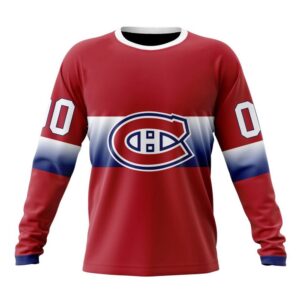Personalized NHL Montreal Canadiens Crewneck Sweatshirt New Gradient Series Concept 1