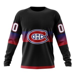 Personalized NHL Montreal Canadiens Crewneck Sweatshirt Special Black And Gradient Design 1