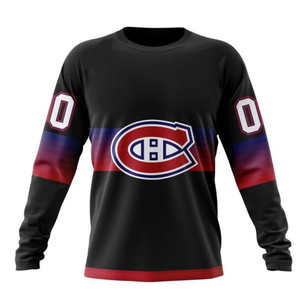 Personalized NHL Montreal Canadiens Crewneck Sweatshirt Special Black And Gradient Design