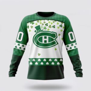 Personalized NHL Montreal Canadiens Crewneck Sweatshirt Special Design For St Patrick Day Sweatshirt 1
