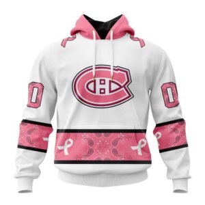 Personalized NHL Montreal Canadiens Hoodie In Classic Style With Paisley In October We Wear Pink Breast Cancer Hoodie 1
