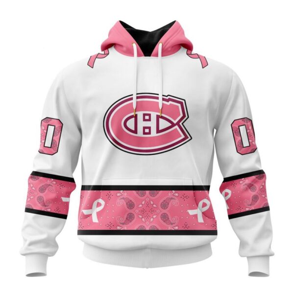 Personalized NHL Montreal Canadiens Hoodie In Classic Style With Paisley In October We Wear Pink Breast Cancer Hoodie