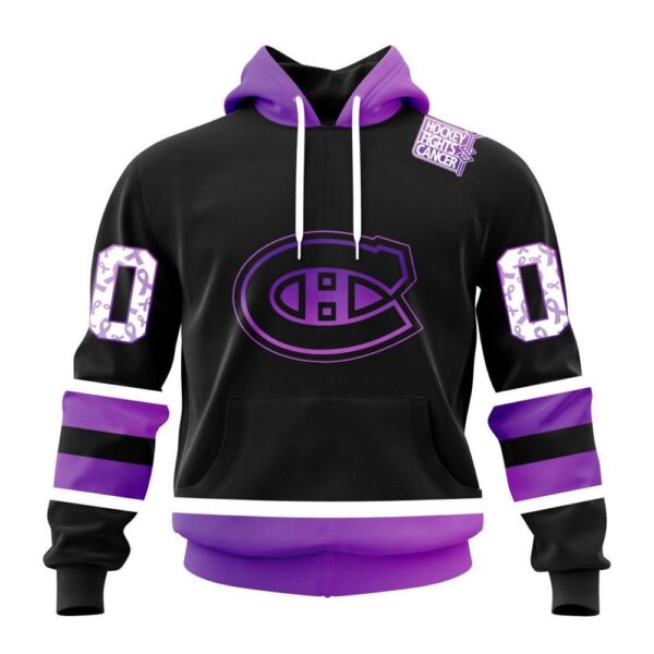 Personalized NHL Montreal Canadiens Hoodie Special Black Hockey Fights Cancer Kits Hoodie