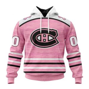 Personalized NHL Montreal Canadiens Hoodie Special Pink Fight Breast Cancer Design Hoodie 1