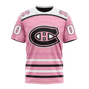 Personalized NHL Montreal Canadiens T Shirt Special Pink Fight Breast Cancer Design T Shirt 1