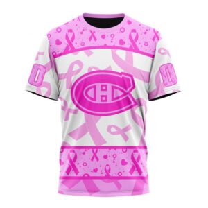 Personalized NHL Montreal Canadiens T Shirt Special Pink October Breast Cancer Awareness Month T Shirt 1