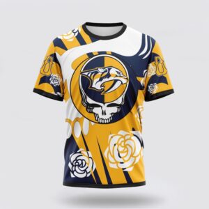 Personalized NHL Nashville Predators 3D T Shirt Special Grateful Dead Gathering Flowers Design T Shirt 1