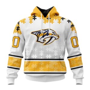 Personalized NHL Nashville Predators All Over Print Hoodie Special Autism Awareness Design With Home Jersey Style Hoodie 1