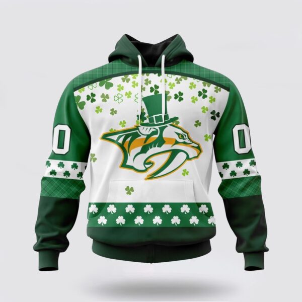 Personalized NHL Nashville Predators All Over Print Hoodie Special Design For St Patrick Day Hoodie