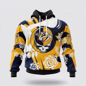 Personalized NHL Nashville Predators All Over Print Hoodie Special Grateful Dead Gathering Flowers Design Hoodie 1