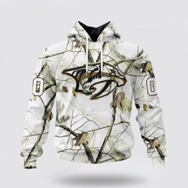 Personalized NHL Nashville Predators All Over Print Hoodie Special White Winter Hunting Camo Design Hoodie