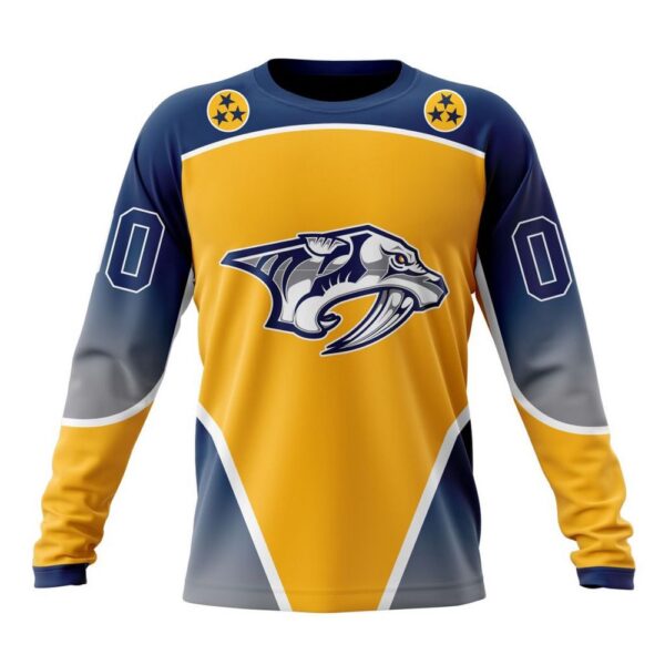 Personalized NHL Nashville Predators Crewneck Sweatshirt New Gradient Series Concept