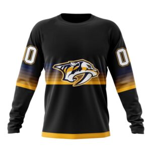 Personalized NHL Nashville Predators Crewneck Sweatshirt Special Black And Gradient Design 1