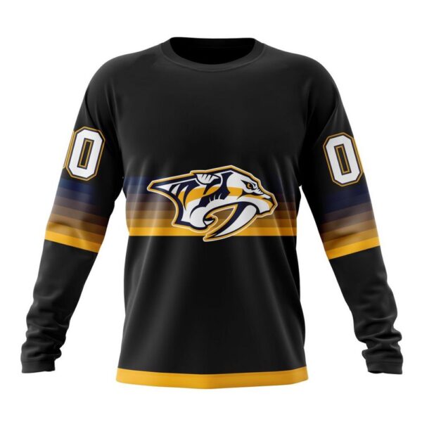 Personalized NHL Nashville Predators Crewneck Sweatshirt Special Black And Gradient Design