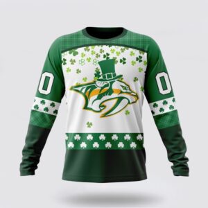 Personalized NHL Nashville Predators Crewneck Sweatshirt Special Design For St Patrick Day Sweatshirt 1