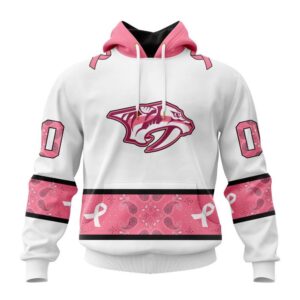 Personalized NHL Nashville Predators Hoodie In Classic Style With Paisley In October We Wear Pink Breast Cancer Hoodie 1