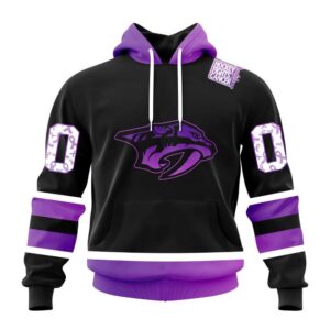 Personalized NHL Nashville Predators Hoodie Special Black Hockey Fights Cancer Kits Hoodie 1