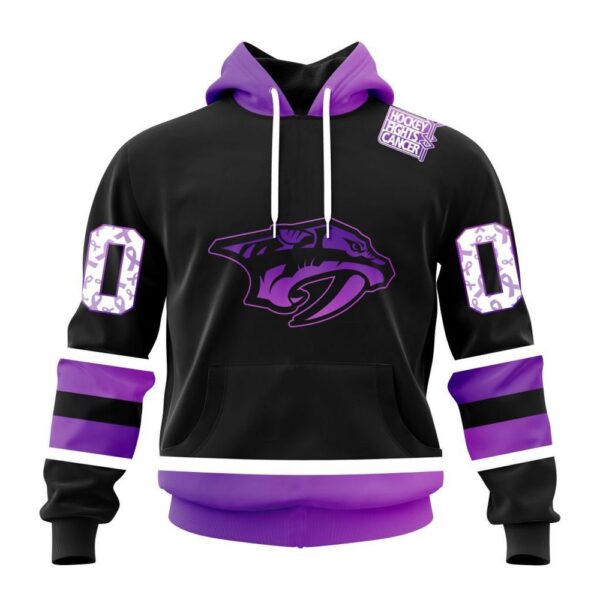 Personalized NHL Nashville Predators Hoodie Special Black Hockey Fights Cancer Kits Hoodie