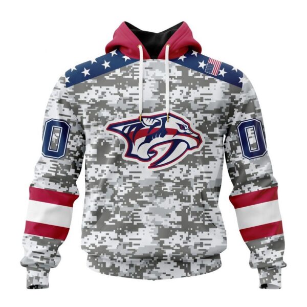 Personalized NHL Nashville Predators Hoodie Special Camo Design For Veterans Day Hoodie