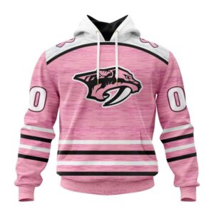 Personalized NHL Nashville Predators Hoodie Special Pink Fight Breast Cancer Design Hoodie 1