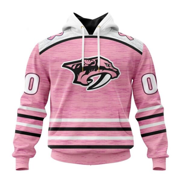 Personalized NHL Nashville Predators Hoodie Special Pink Fight Breast Cancer Design Hoodie