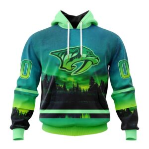 Personalized NHL Nashville Predators Special Design With Northern Light Full Printed Hoodie 1