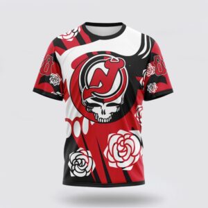 Personalized NHL New Jersey Devils 3D T Shirt Special Grateful Dead Gathering Flowers Design T Shirt 1