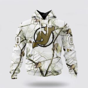 Personalized NHL New Jersey Devils All Over Print Hoodie Special White Winter Hunting Camo Design Hoodie 1