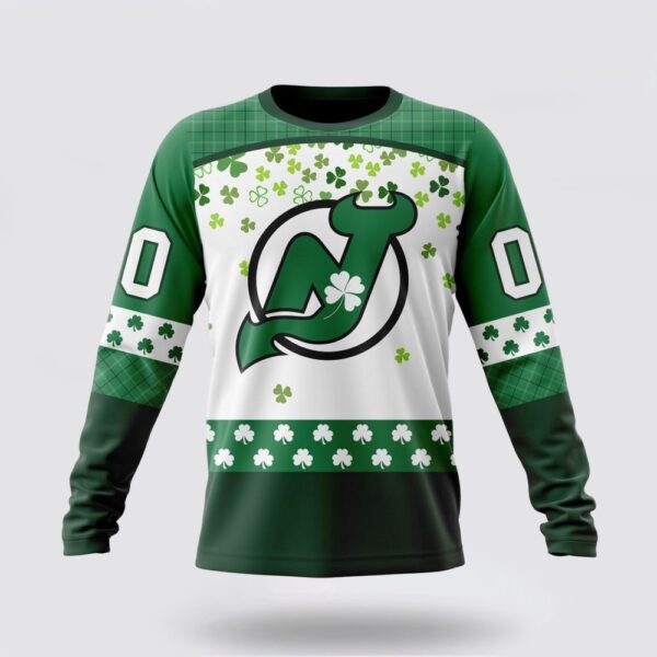 Personalized NHL New Jersey Devils Crewneck Sweatshirt Special Design For St Patrick Day Sweatshirt