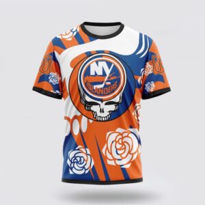 Personalized NHL New York Islanders 3D T Shirt Special Grateful Dead Gathering Flowers Design T Shirt 1