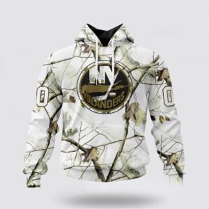 Personalized NHL New York Islanders All Over Print Hoodie Special White Winter Hunting Camo Design Hoodie 1