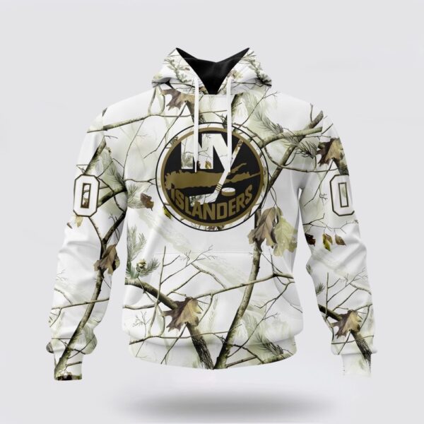 Personalized NHL New York Islanders All Over Print Hoodie Special White Winter Hunting Camo Design Hoodie