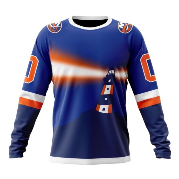 Personalized NHL New York Islanders Crewneck Sweatshirt New Gradient Series Concept