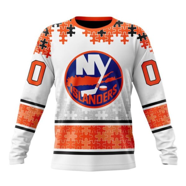 Personalized NHL New York Islanders Crewneck Sweatshirt Special Autism Awareness Design With Home Jersey Style