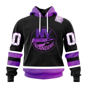 Personalized NHL New York Islanders Hoodie Special Black Hockey Fights Cancer Kits Hoodie 1