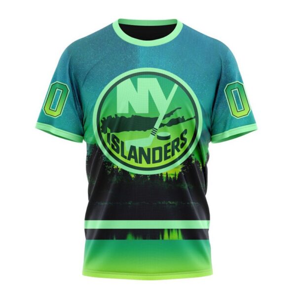 Personalized NHL New York Islanders Special Design With Northern Light Full Printed T-Shirt