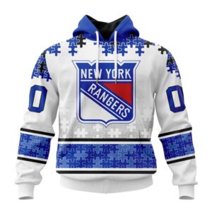 Personalized NHL New York Rangers All Over Print Hoodie Special Autism Awareness Design With Home Jersey Style Hoodie 1