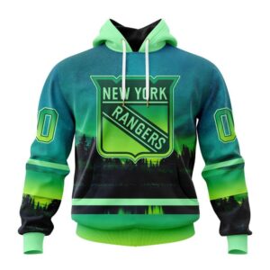 Personalized NHL New York Rangers All Over Print Hoodie Special Design With Northern Light Full Printed Hoodie 1