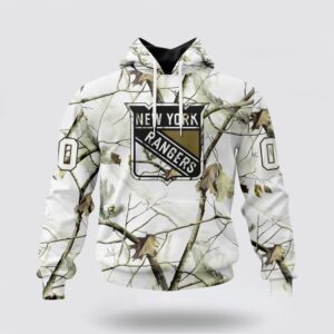Personalized NHL New York Rangers All Over Print Hoodie Special White Winter Hunting Camo Design Hoodie 1