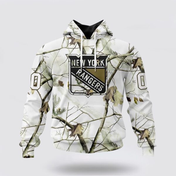Personalized NHL New York Rangers All Over Print Hoodie Special White Winter Hunting Camo Design Hoodie