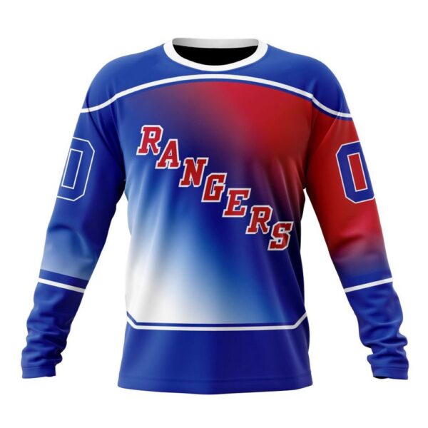 Personalized NHL New York Rangers Crewneck Sweatshirt New Gradient Series Concept