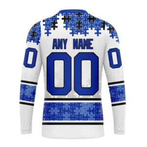 Personalized NHL New York Rangers Crewneck Sweatshirt Special Autism Awareness Design With Home Jersey Style 2