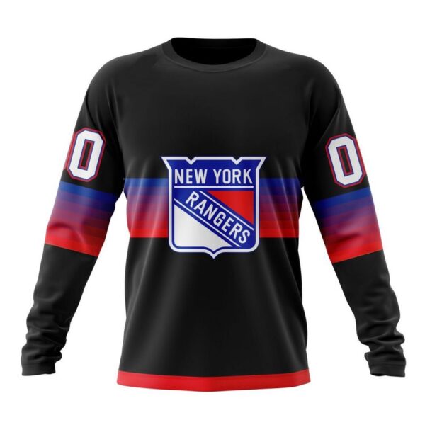 Personalized NHL New York Rangers Crewneck Sweatshirt Special Black And Gradient Design
