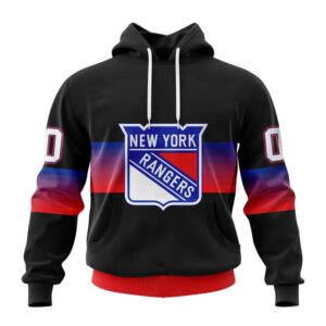 Personalized NHL New York Rangers Hoodie Special Black And Gradient Design Hoodie 1